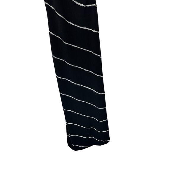 St. John Dress Size 6 Evening VTG Black Silver One Shoulder Santana Knit Maxi - Picture 5 of 12